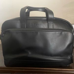 Coach ! Men’s black leather utility briefcase!